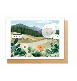 Wanderlust Wenskaart - Wanderlust, Lots of Luck - Dubbele kaart + Envelop