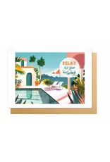 Wanderlust Wenskaart - Wanderlust, Relax it's your birthday - Dubbele kaart + Envelop