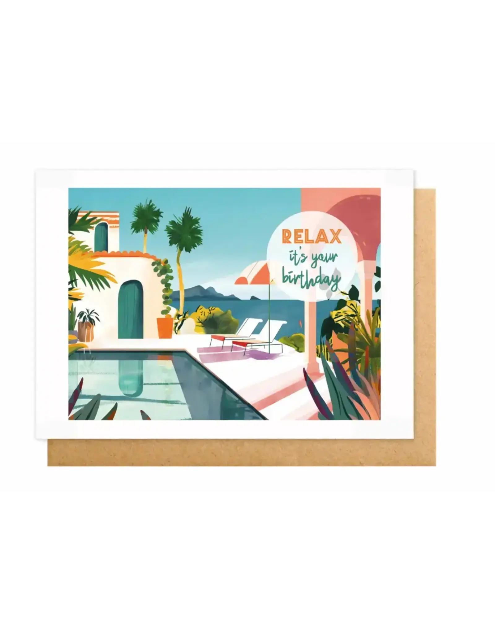 Wanderlust Wenskaart - Wanderlust, Relax it's your birthday - Dubbele kaart + Envelop