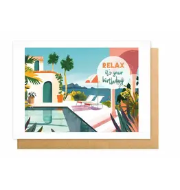 Wanderlust Wenskaart - Wanderlust, Relax it's your birthday - Dubbele kaart + Envelop