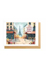 Wanderlust Wenskaart - Wanderlust, Oh lala it's your birthday - Dubbele kaart + Envelop