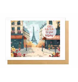 Wanderlust Wenskaart - Wanderlust, Oh lala it's your birthday - Dubbele kaart + Envelop