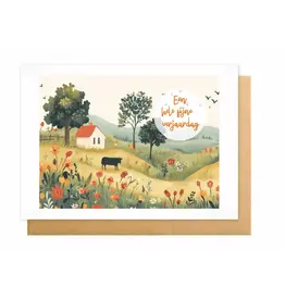 Wanderlust Wenskaart - Wanderlust, Een hele fijne verjaardag - Dubbele kaart + Envelop