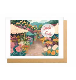 Wanderlust Wenskaart - Wanderlust, Dank je wel - Dubbele kaart + Envelop