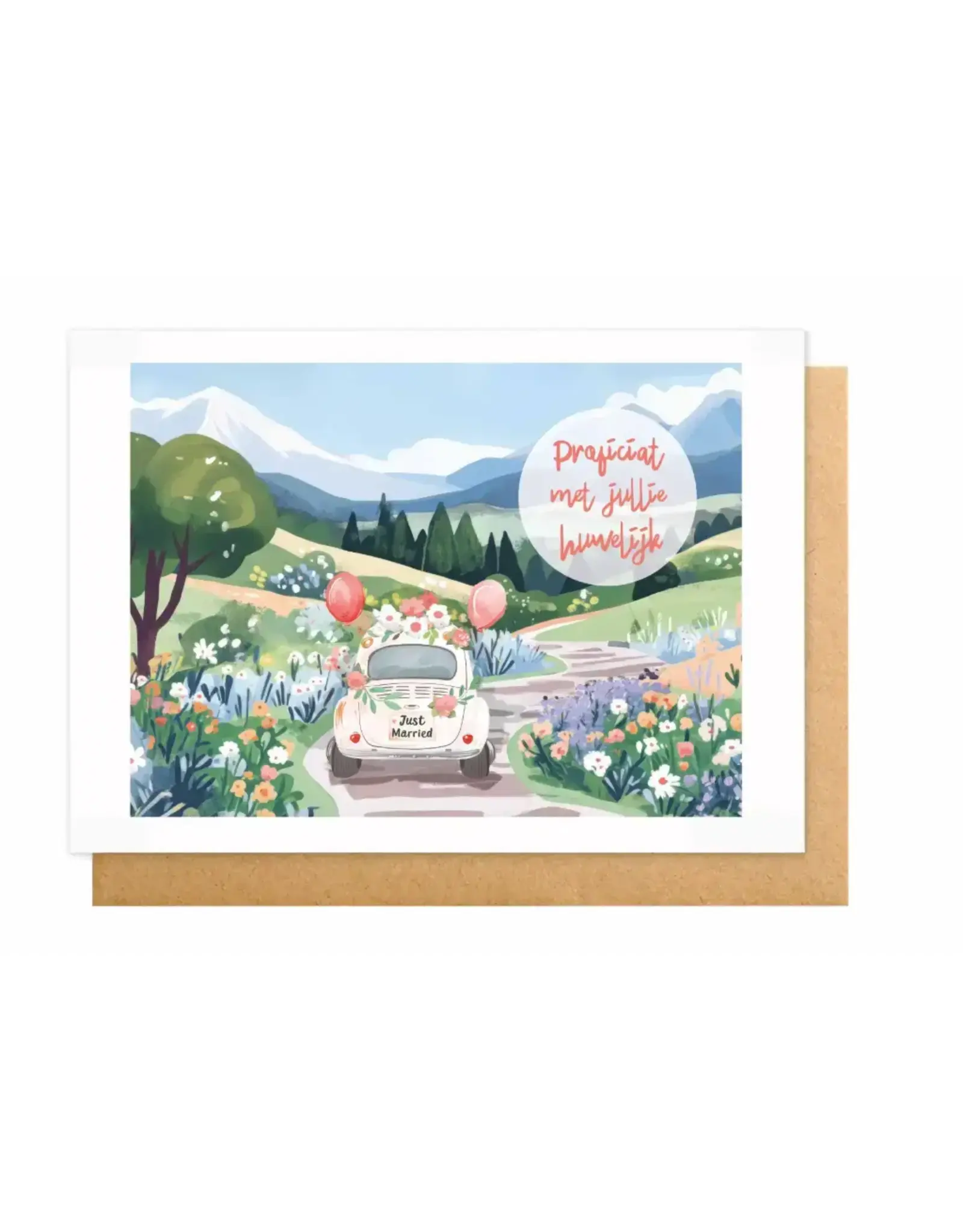 Wanderlust Wenskaart - Wanderlust, Proficiat met jullie huwelijk - Dubbele kaart + Envelop