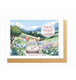 Wanderlust Wenskaart - Wanderlust, Proficiat met jullie huwelijk - Dubbele kaart + Envelop