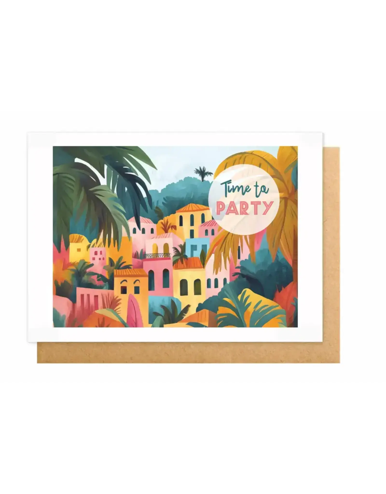 Wanderlust Wenskaart - Wanderlust, Time to party - Dubbele kaart + Envelop