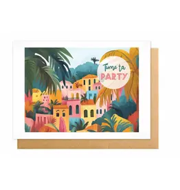 Wanderlust Wenskaart - Wanderlust, Time to party - Dubbele kaart + Envelop