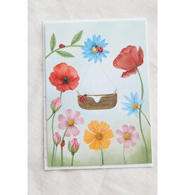 getekenddoorzusje Wenskaart - Bloemenkind - Postkaart + Envelop