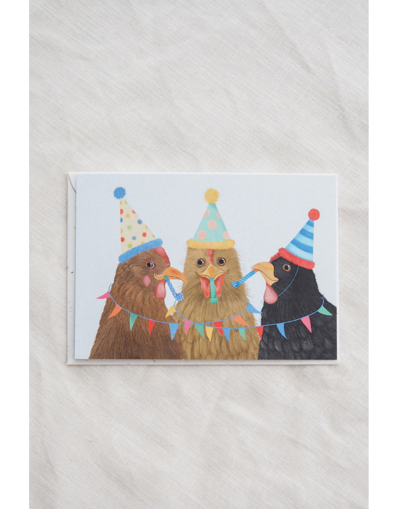 getekenddoorzusje Wenskaart - Kippenfeest - Postkaart + Envelop