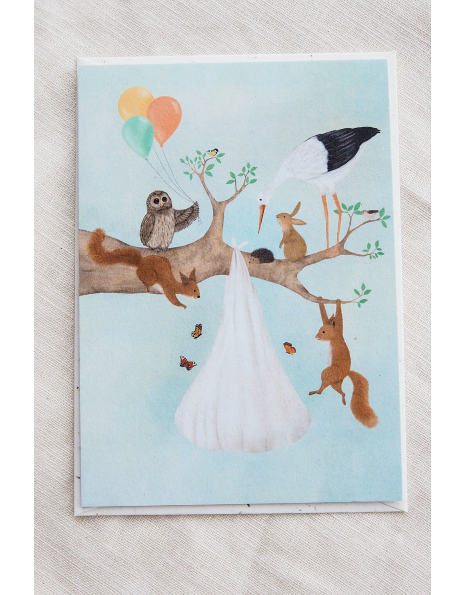 getekenddoorzusje Wenskaart - De komst van een kleintje - Postkaart + Envelop