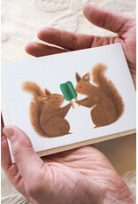 getekenddoorzusje Wenskaart - Eekhoorns met Dubbel ijsje - Postkaart + Envelop