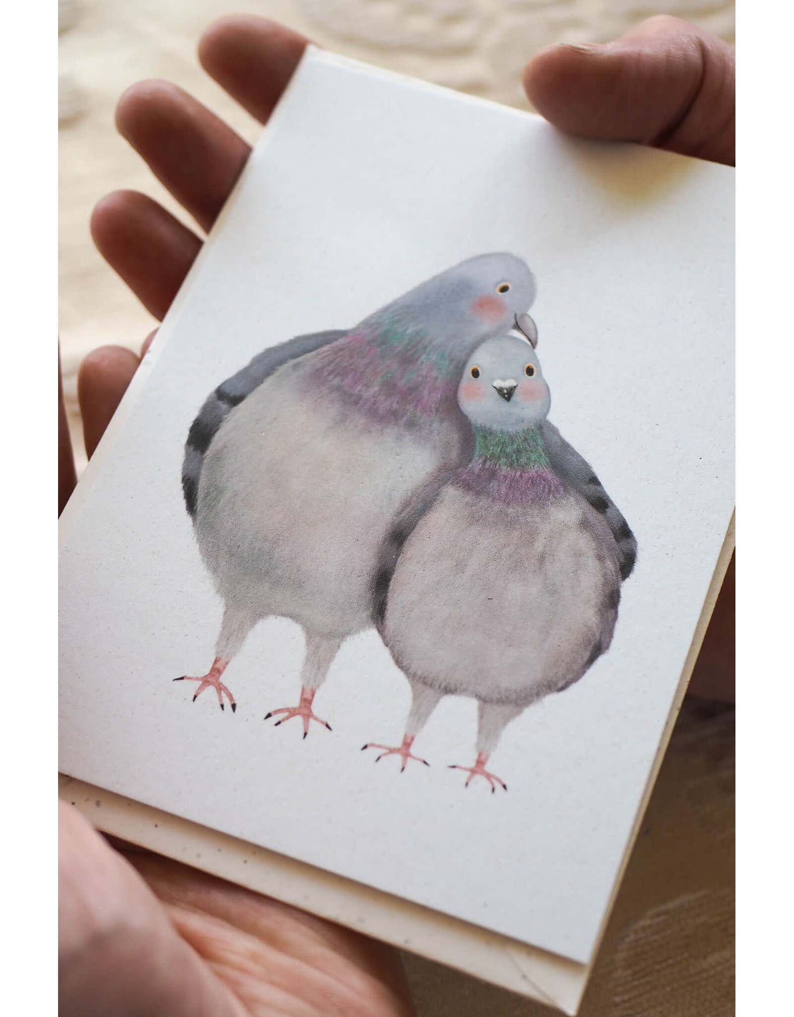 getekenddoorzusje Wenskaart - Tortelduifjes - Postkaart + Envelop