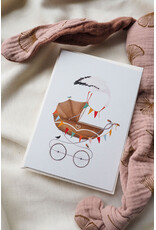 getekenddoorzusje Wenskaart - Kinderwagen, Welkom lief kleintje - Postkaart + Envelop