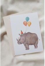 getekenddoorzusje Wenskaart - Birthday Rhino - Postkaart + Envelop