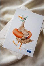 getekenddoorzusje Wenskaart - Eend met Zwemband - Postkaart + Envelop
