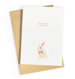 Studio Zwoane Wenskaart - Konijntje Communie - Dubbele kaart + Envelop