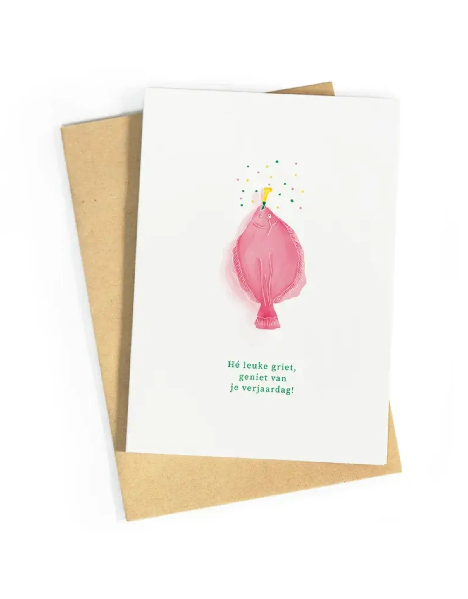 Studio Zwoane Wenskaart - Leuke griet - Dubbele kaart + Envelop