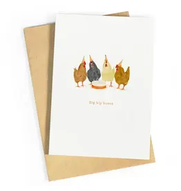 Studio Zwoane Wenskaart - Kip kip hoera - Dubbele kaart + Envelop