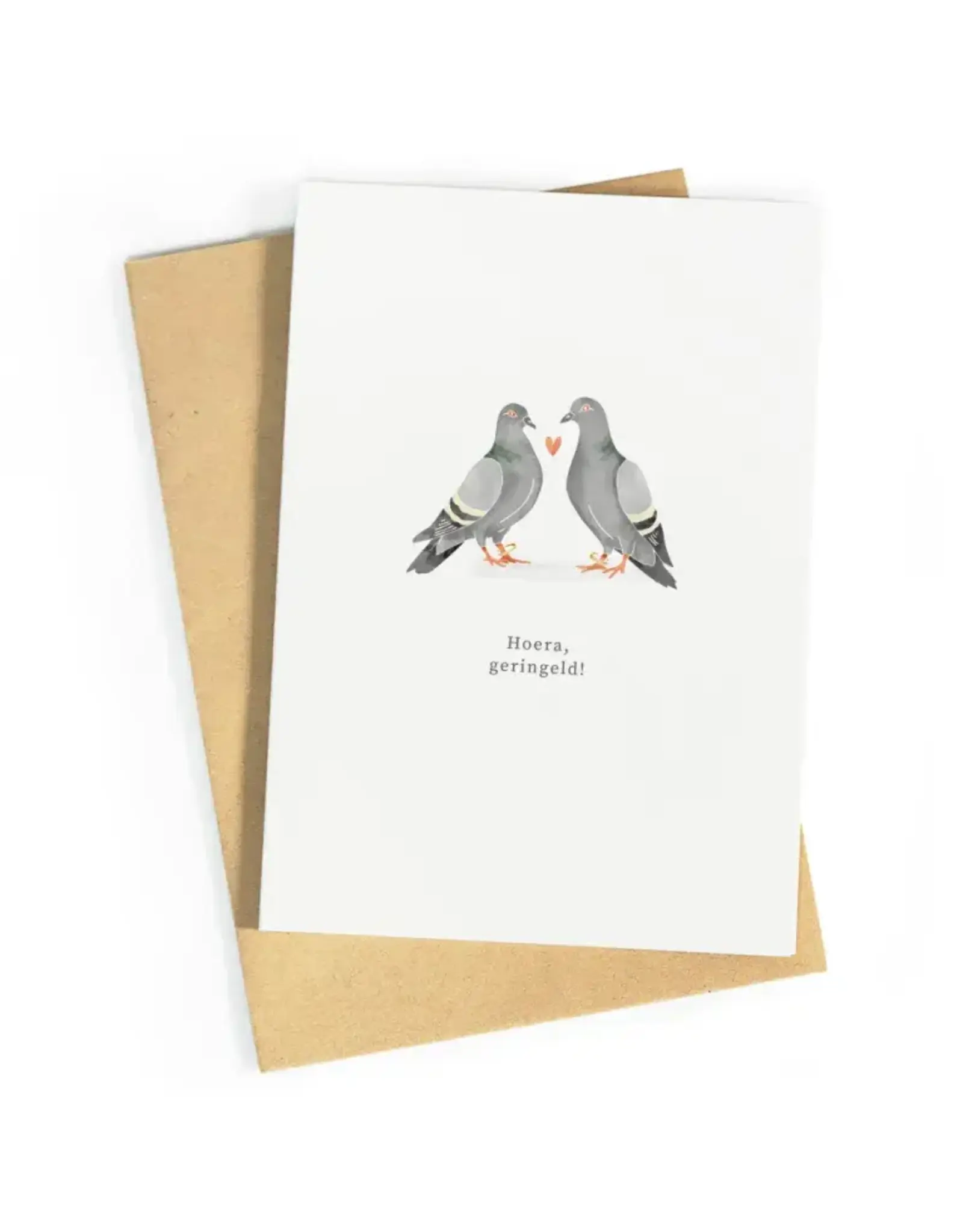 Studio Zwoane Wenskaart - Hoera geringeld! - Dubbele kaart + Envelop