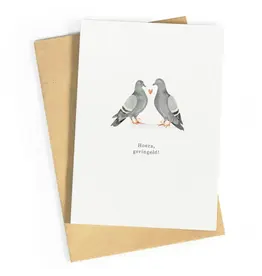 Studio Zwoane Wenskaart - Hoera geringeld! - Dubbele kaart + Envelop