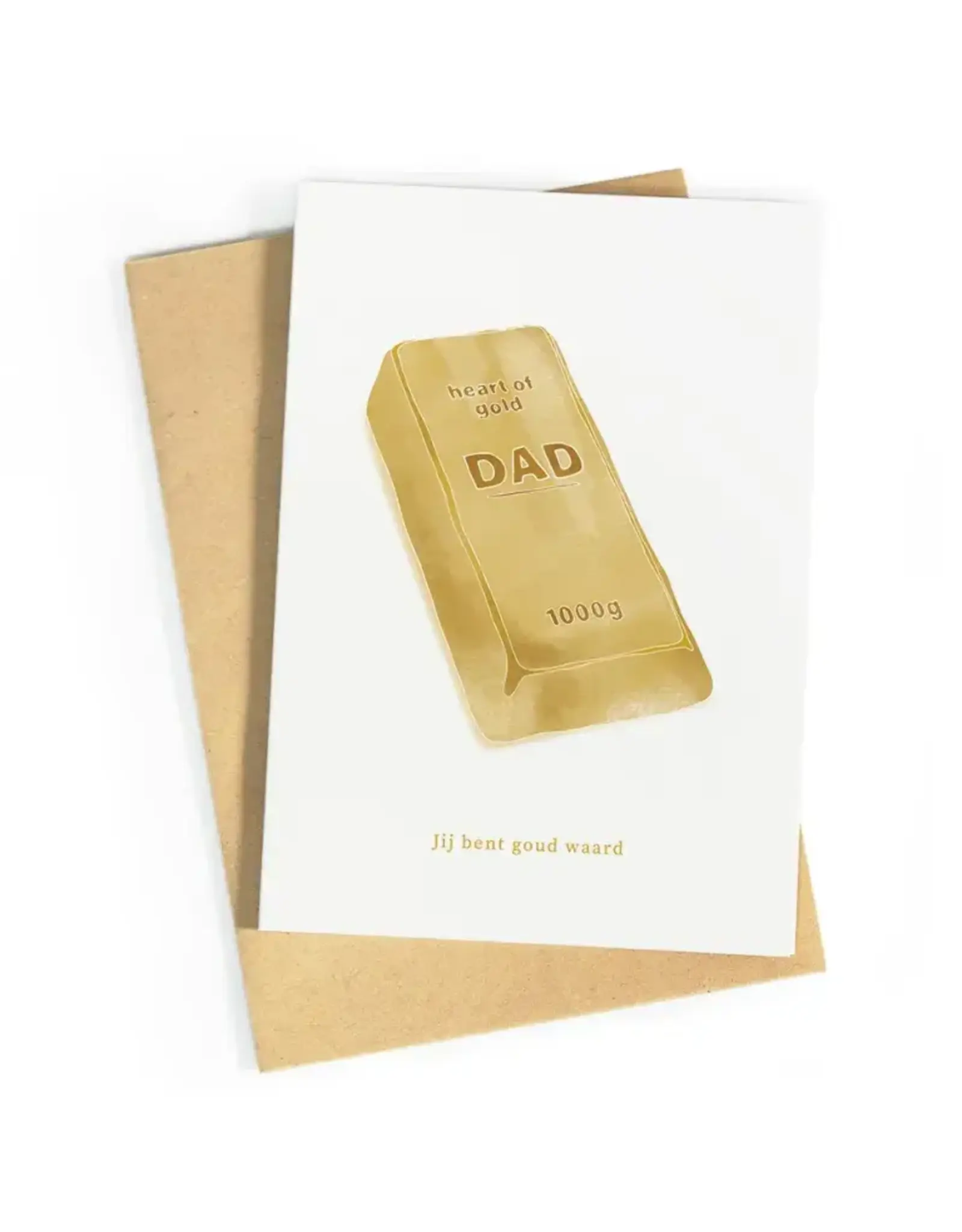 Studio Zwoane Wenskaart - Dad, Jij bent goud waard - Dubbele kaart + Envelop
