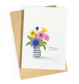 Studio Zwoane Wenskaart - Dikke merci voor alles - Dubbele kaart + Envelop