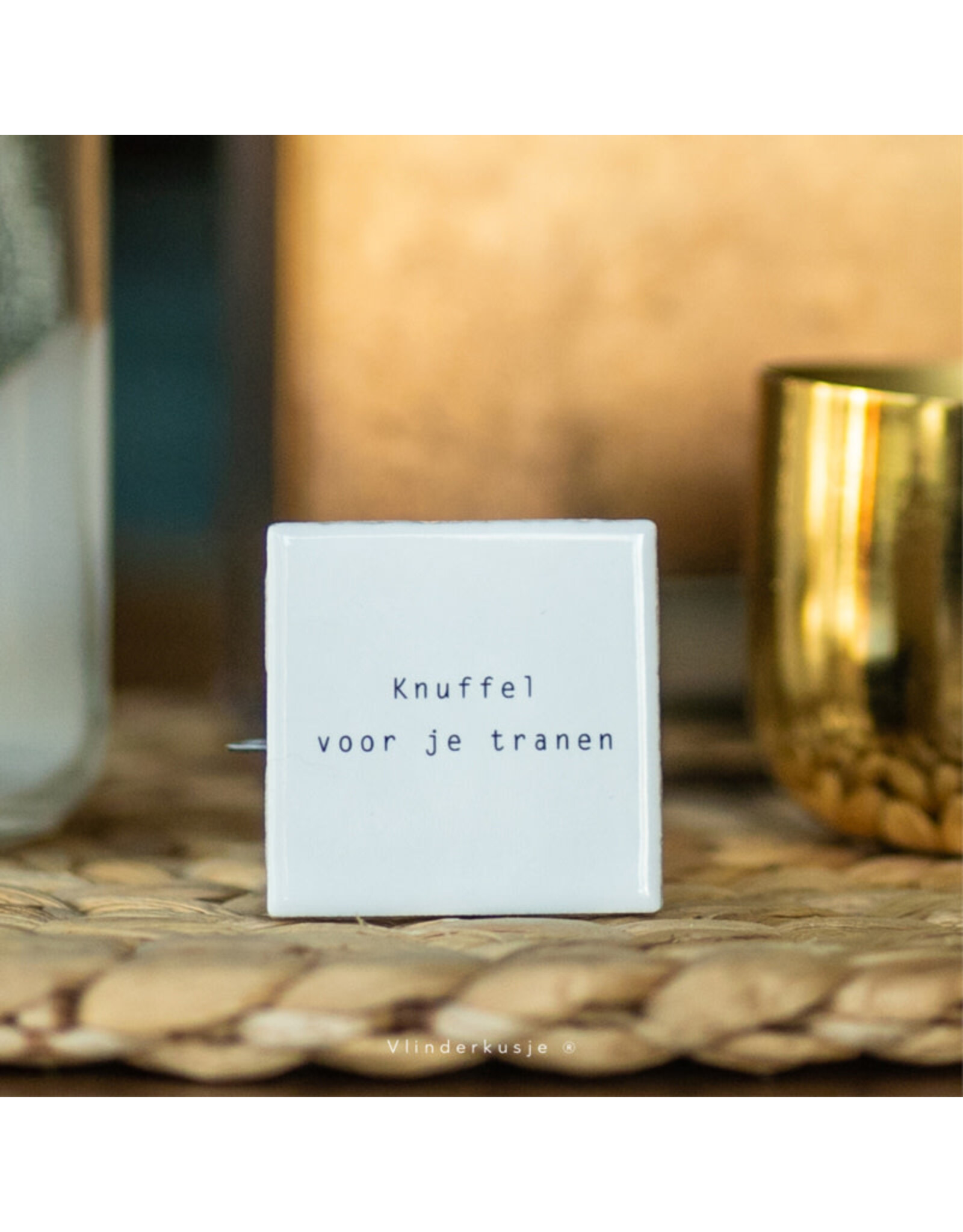 Vlinderkusjes Mini Troosttegeltje - Knuffel voor je tranen - 5,5 x 5,5 cm