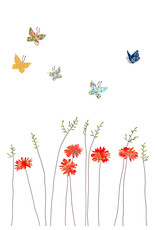 Eloise Hall Wenskaart - Daisies & Butterfies  - Dubbele Kaart + Envelop