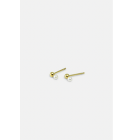 Studio MHL Oorbel MHL - Druppel, Witte parel, 6mm  - Goud (Verguld 18K)