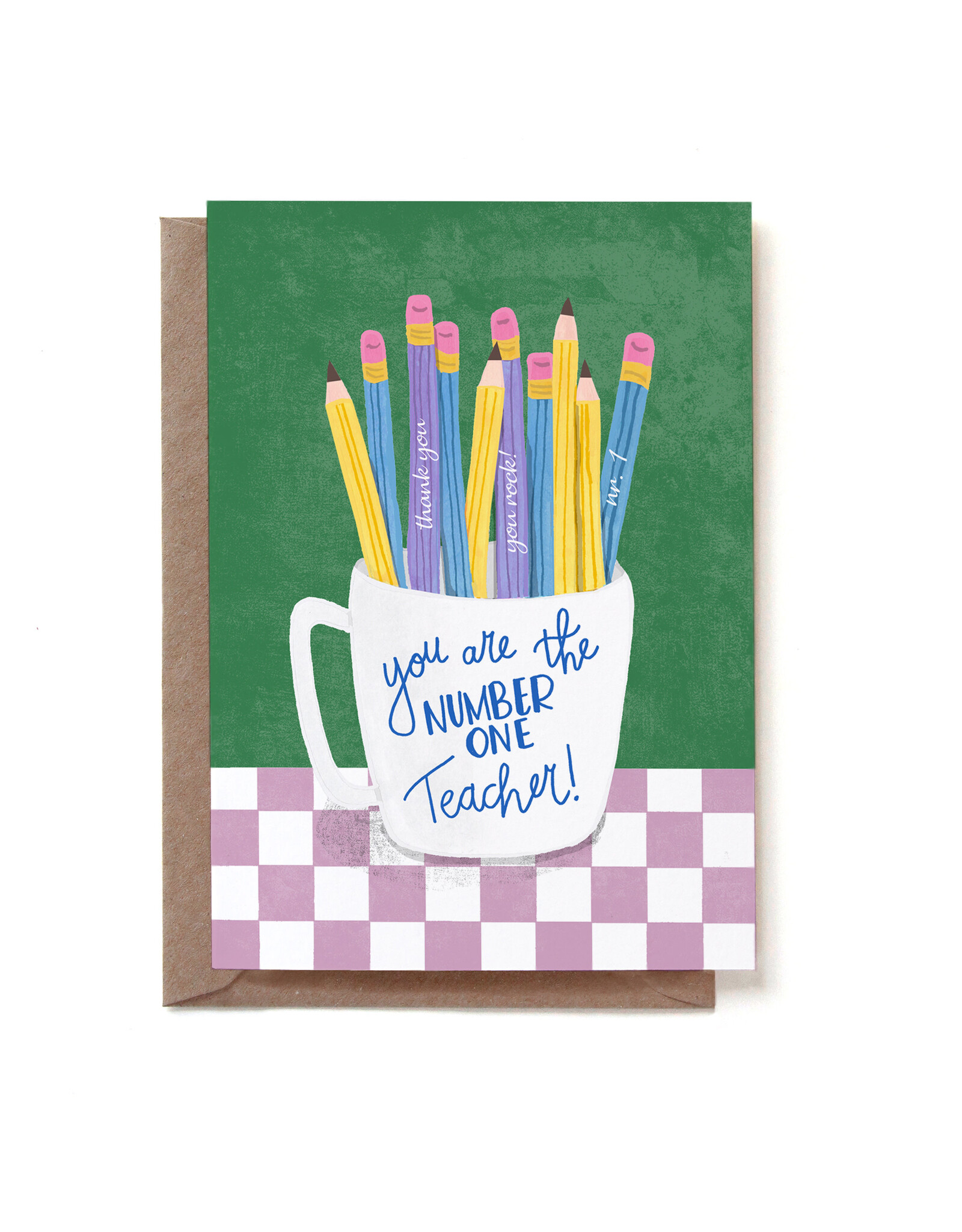 Reddish Design Wenskaart - Teacher Pencils - Dubbele Kaart + Envelop