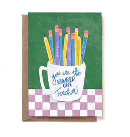 Reddish Design Wenskaart - Teacher Pencils - Dubbele Kaart + Envelop