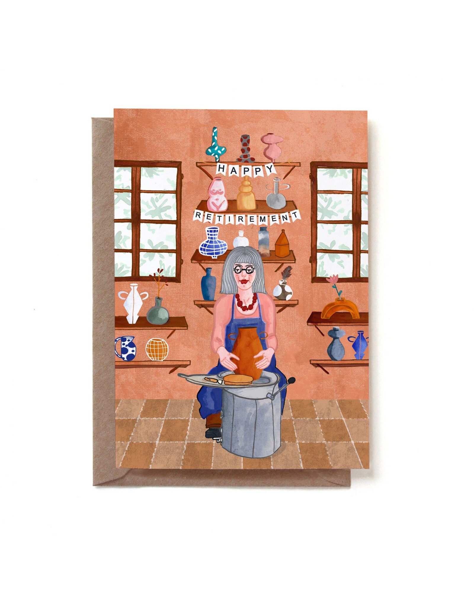 Reddish Design Wenskaart - Happy Retirement woman - Dubbele kaart + Envelop