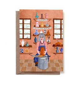 Reddish Design Wenskaart - Happy Retirement woman - Dubbele kaart + Envelop