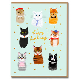 Carolyn Suzuki Goods Wenskaart - Party Cats - Dubbele kaart en Enveloppe