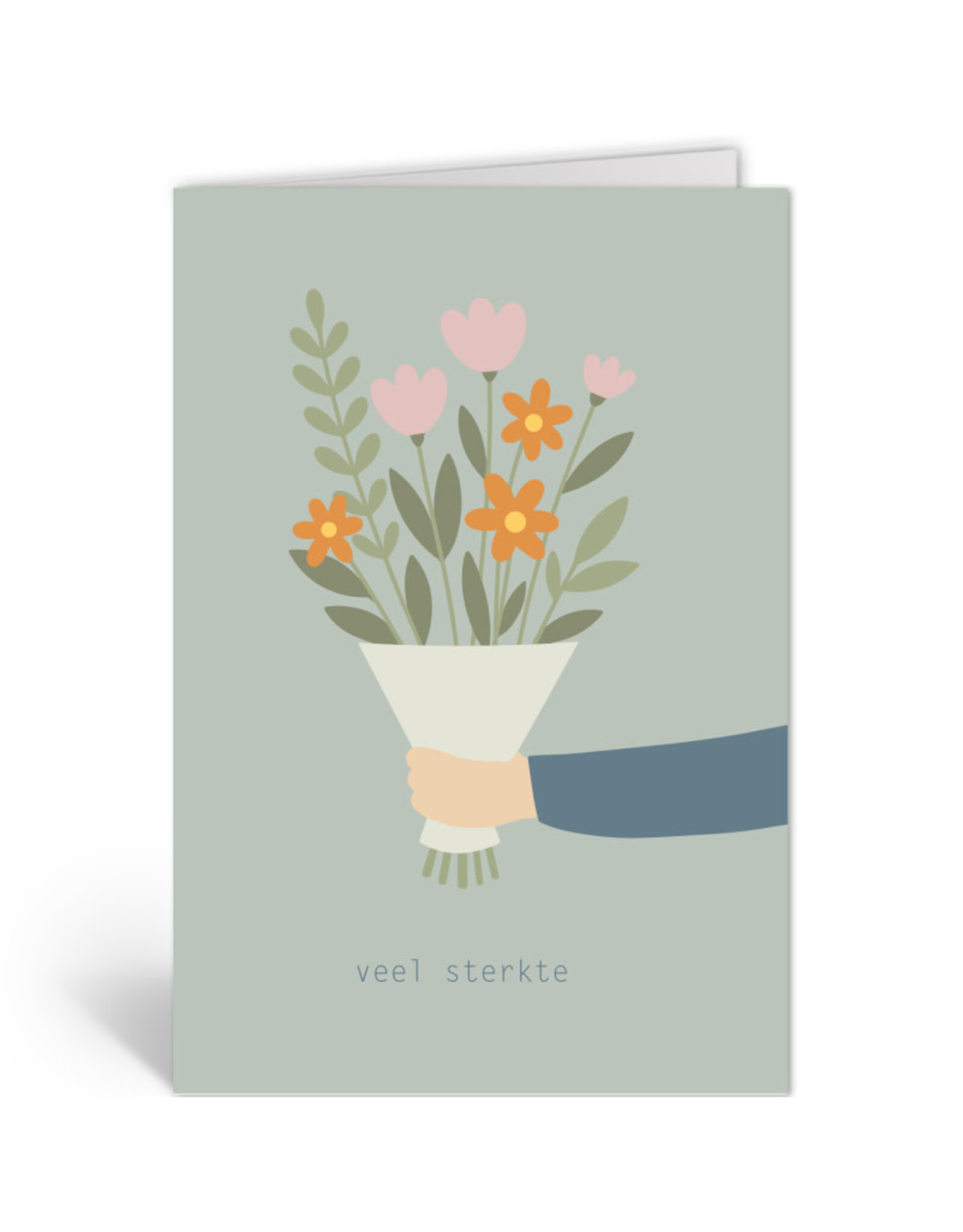 Deelneming Wenskaart - Bos bloemen, Veel sterkte - Dubbele kaart + Envelop
