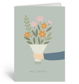 Deelneming Wenskaart - Bos bloemen, Veel sterkte - Dubbele kaart + Envelop