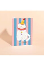 Carolyn Suzuki Goods Wenskaart - Clowny the Cat  - Dubbele kaart en Envelop