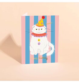 Carolyn Suzuki Goods Wenskaart - Clowny the Cat  - Dubbele kaart en Envelop