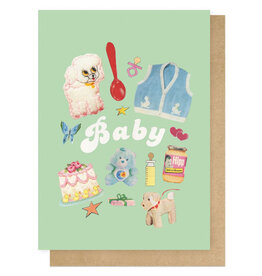 East End Wenskaart - Vintage Baby - Dubbele kaart + Envelop