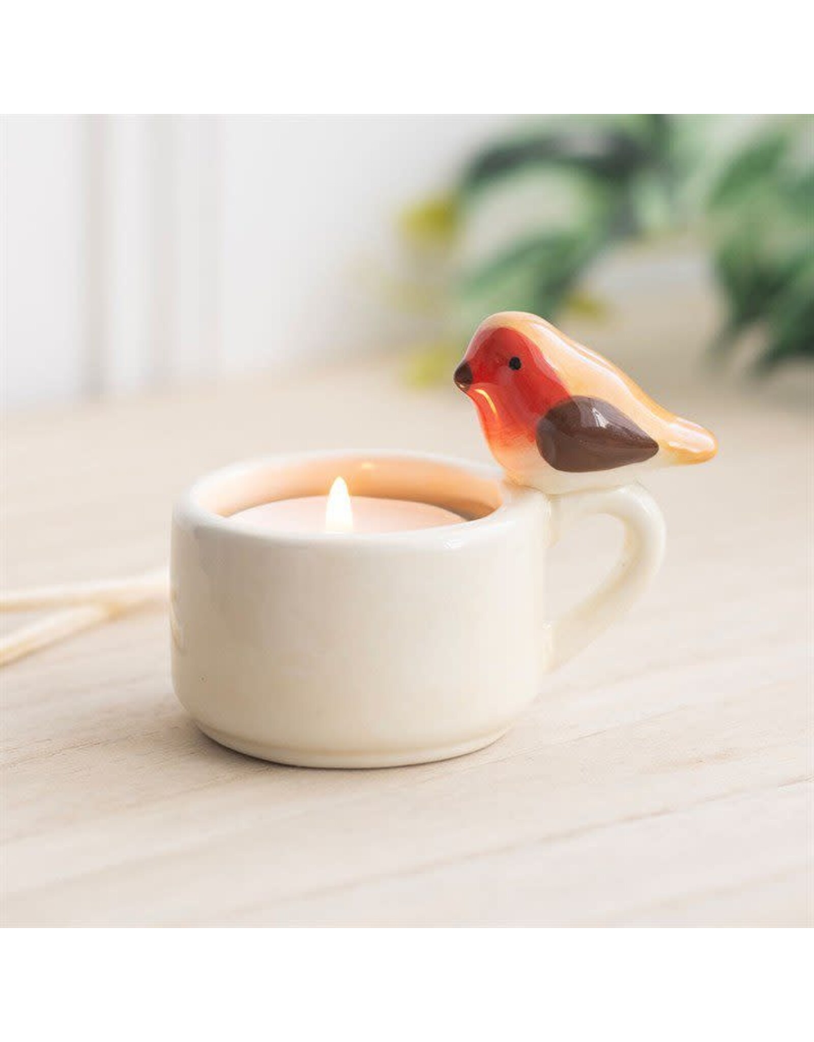 Don Estilo Theelichtje met Roodborstje - 6x9x5,5cm
