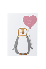 Raeder Wenskaart - Pinguin, Welcome little one - Dubbele kaart + Envelop
