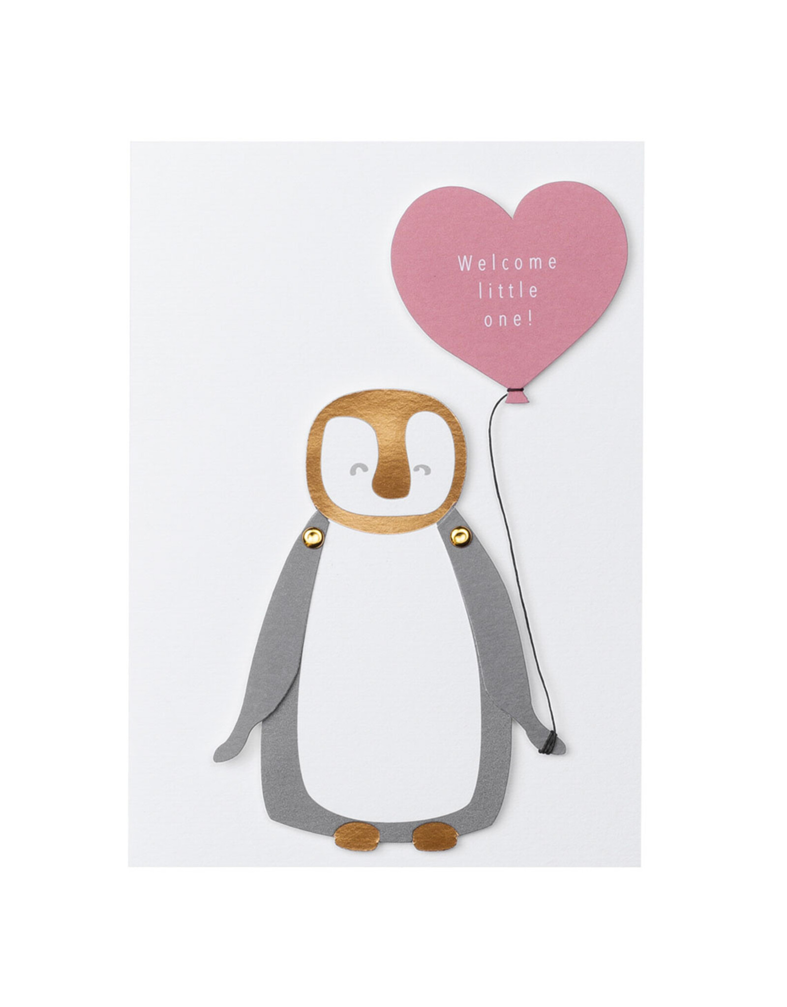 Raeder Wenskaart - Pinguin, Welcome little one - Dubbele kaart + Envelop