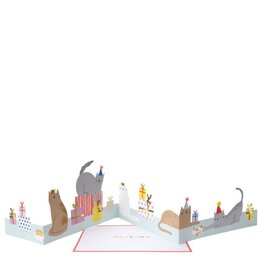 Meri Meri Wenskaart - Cat Party - Concertina + Envelop