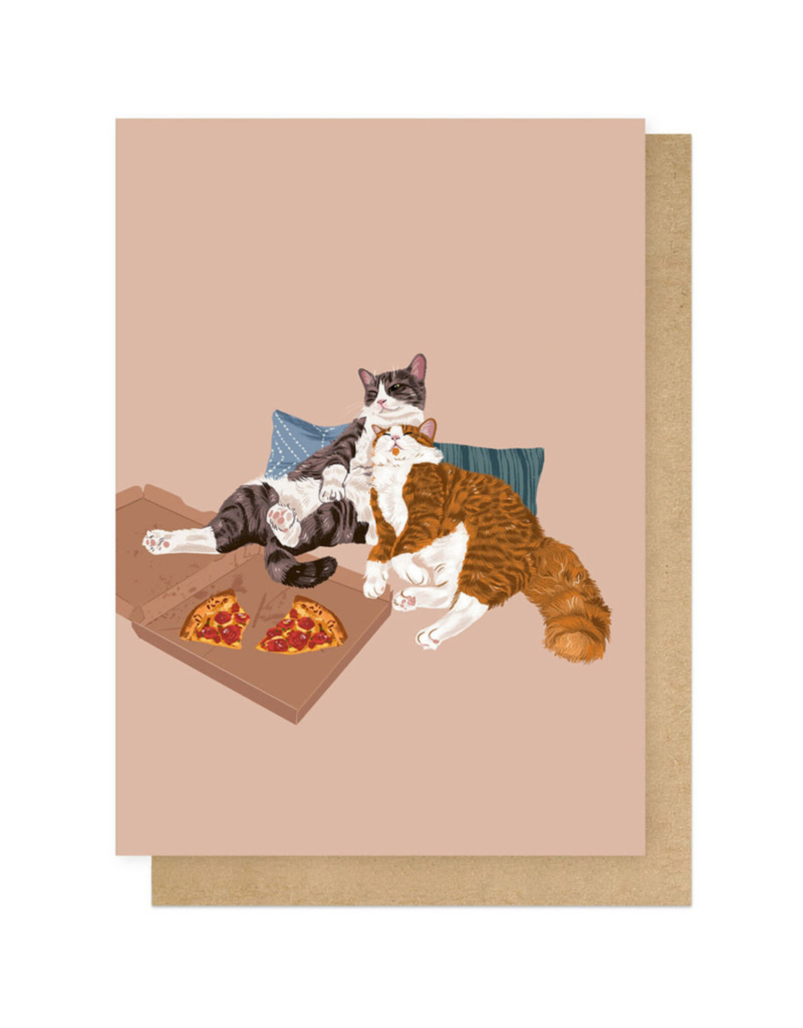 East End Wenskaart - Cat, Pizza night - Dubbele kaart + Envelop