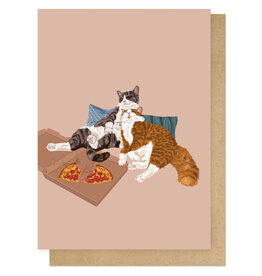 East End Wenskaart - Cat, Pizza night - Dubbele kaart + Envelop