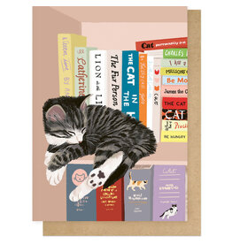 East End Wenskaart - Cat Library - Dubbele kaart + Envelop