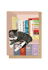 East End Wenskaart - Cat Library - Dubbele kaart + Envelop