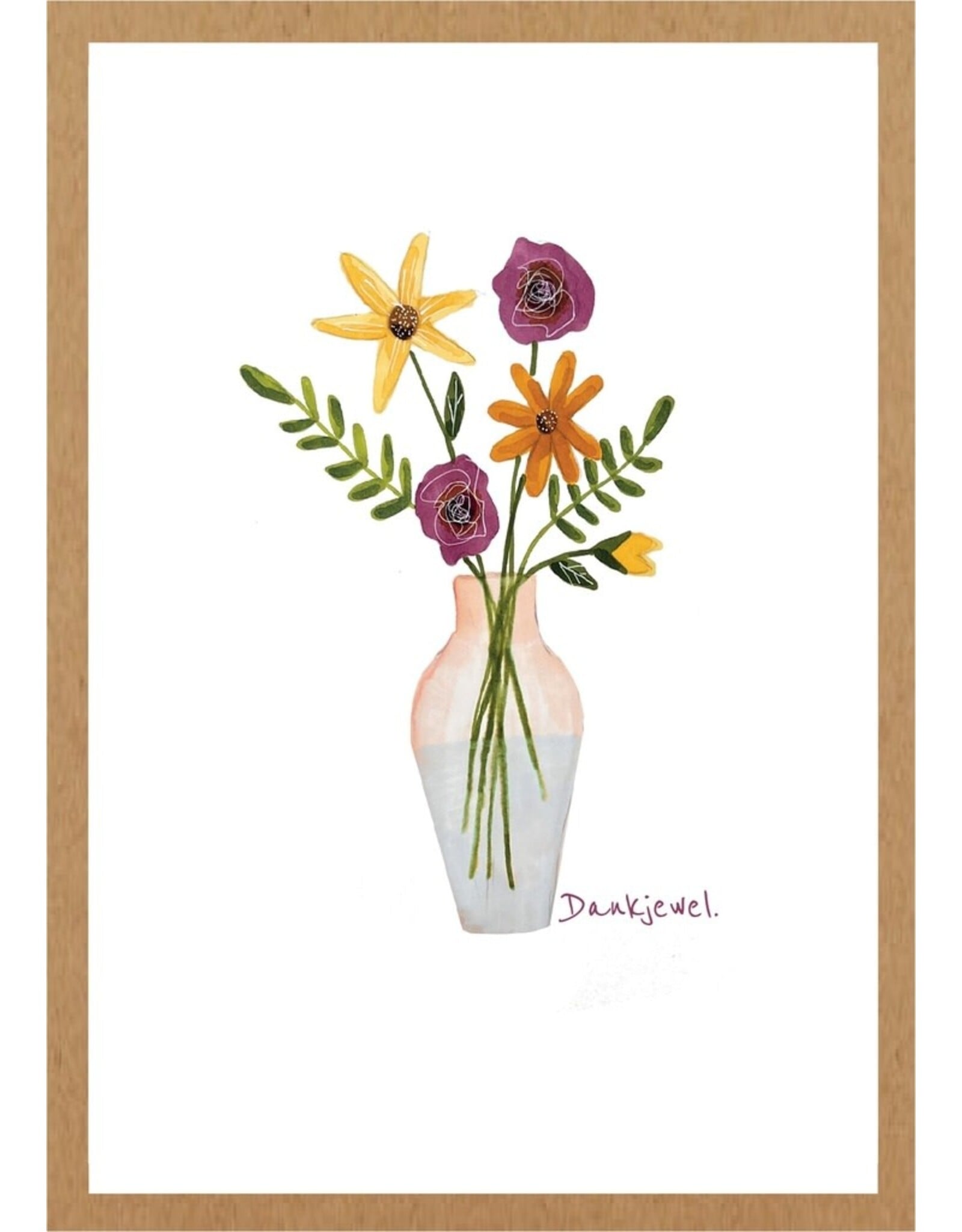 Adams Art Wenskaart - Bloemen in Vaas, Dankjewel - Postkaart + Envelop