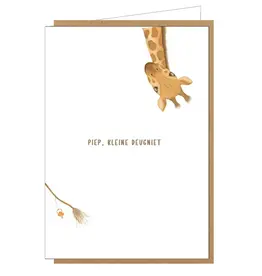 Studio Lin Wenskaart - Giraf, Piep kleine deugniet - Dubbele kaart + Envelop